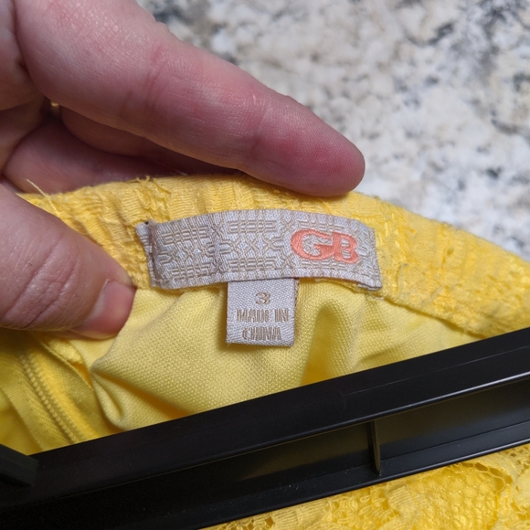 GB Dillard's Brand Yellow Strapless Lace Dress - Picture 4 of 4